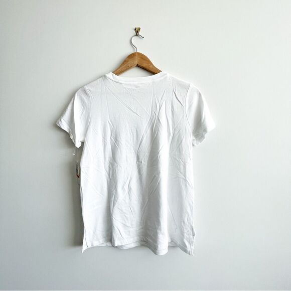 Michael Michael Kors White T-shirt Gold Bling MK Logo Stud Cotton Women's S NWT - Picture 2 of 8